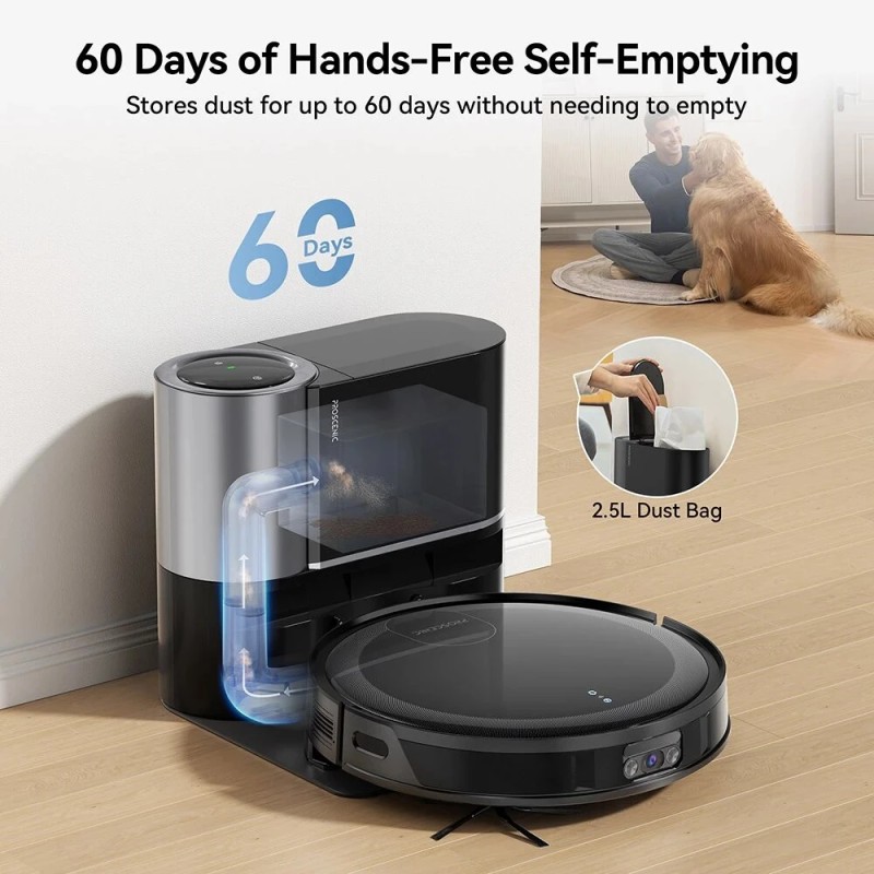 Proscenic X1S robotti-imuri värinämopilla 3000 Pa:n imuteholla 2,5 l pölypussilla sovellus ja ääniohjaus