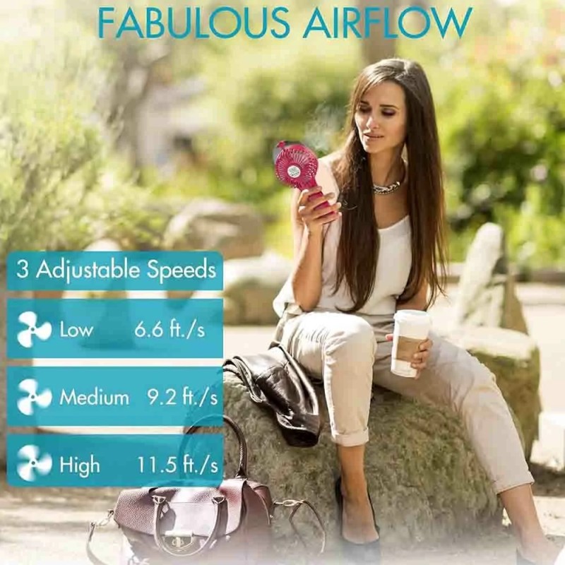 Kannettava sumutintuuletin 3000mAh ladattava taittuva minituuletin matkalle kotiin