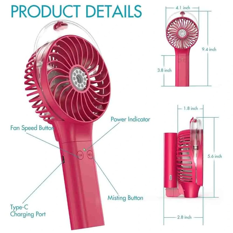 Kannettava sumutintuuletin 3000mAh ladattava taittuva minituuletin matkalle kotiin