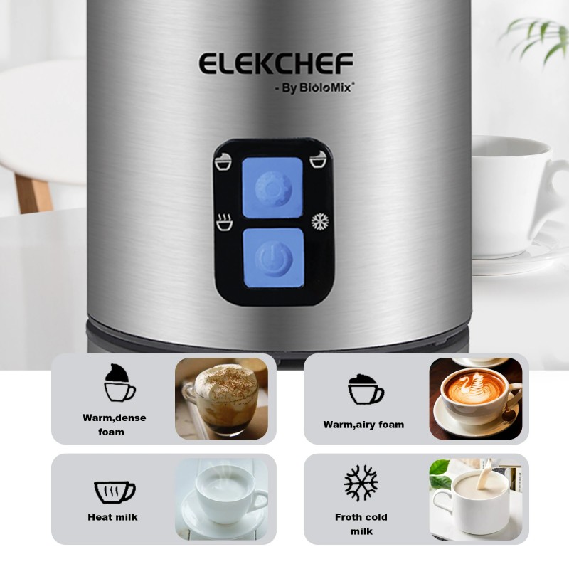 BioloMix MF600 nelitoiminen hiljainen maidonvaahdotin ja lämmitin kuuma ja kylmä