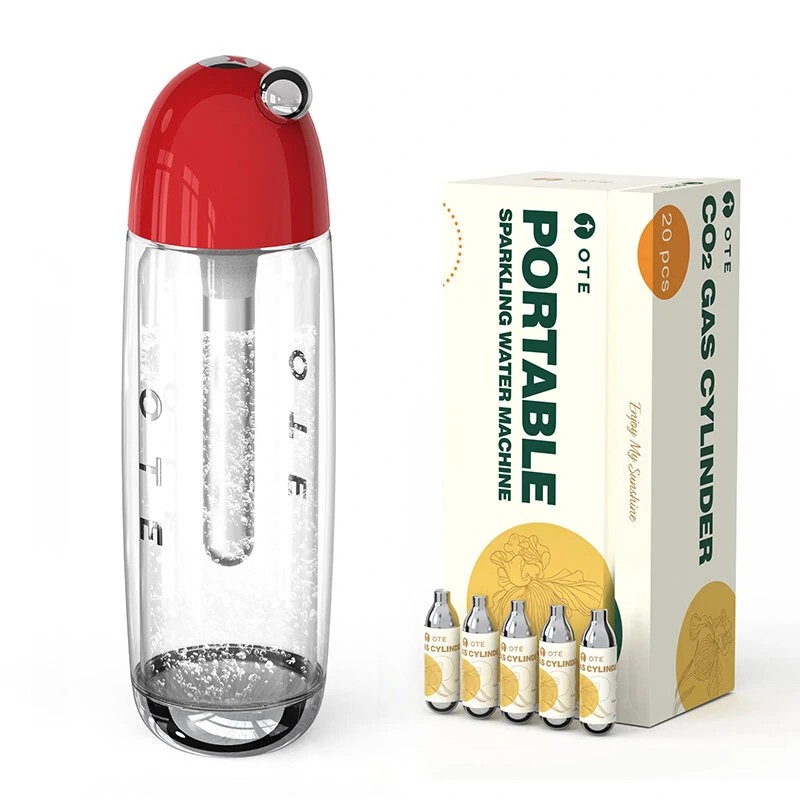 OTE H1 450ml kannettava soodakone ilman sähköä kaksikerroksinen PET-pullo 20 kaasupulloa