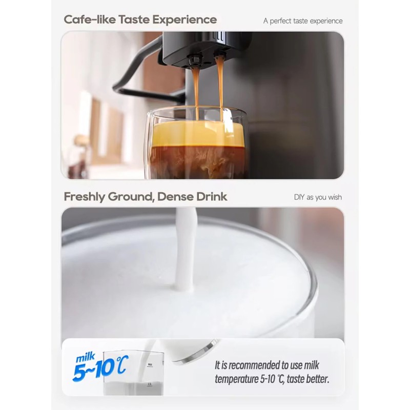 HiBREW H16 täysin automaattinen espressokone cappuccino-maitojärjestelmällä ja kuusi kahvijuomaa