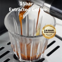 HiBREW H5A puoliautomaattinen 15 baarin espressokeitin reaaliaikaisella lämpötilamittarilla ja kupinlämmittimellä