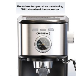 HiBREW H5A puoliautomaattinen 15 baarin espressokeitin reaaliaikaisella lämpötilamittarilla ja kupinlämmittimellä