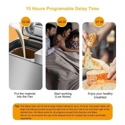 BioloMix ruostumattomasta teräksestä 1 kg leipäkone 19 ohjelmaa 650 wattia