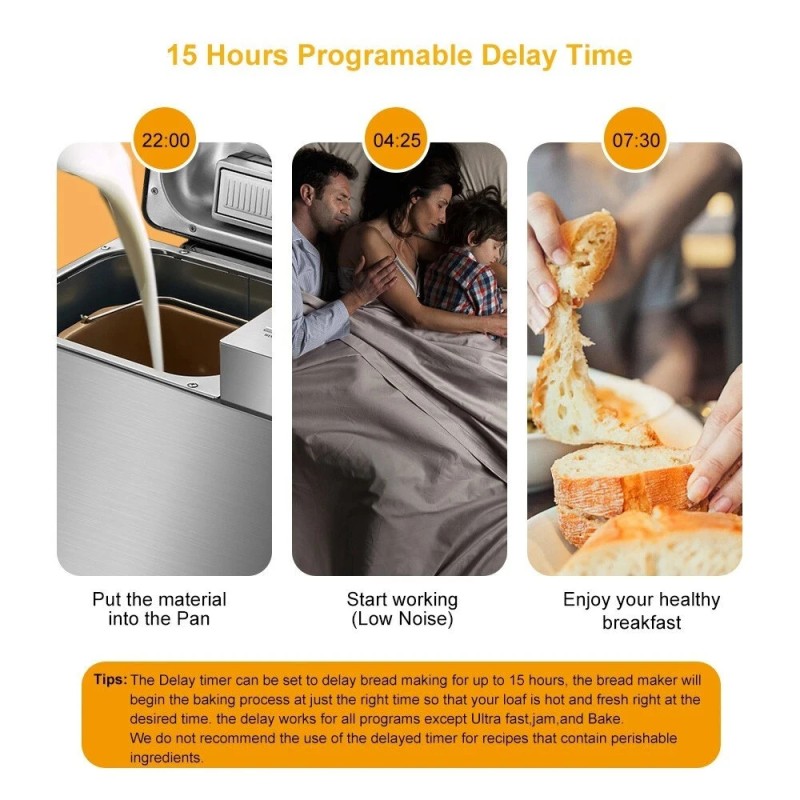 BioloMix ruostumattomasta teräksestä 1 kg leipäkone 19 ohjelmaa 650 wattia