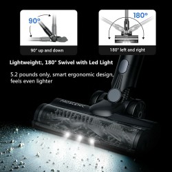 Proscenic P11 moppaus johdoton sauvaimuri 35 kPa imuteho 0,65 l pölysäiliö jopa 50 minuuttia