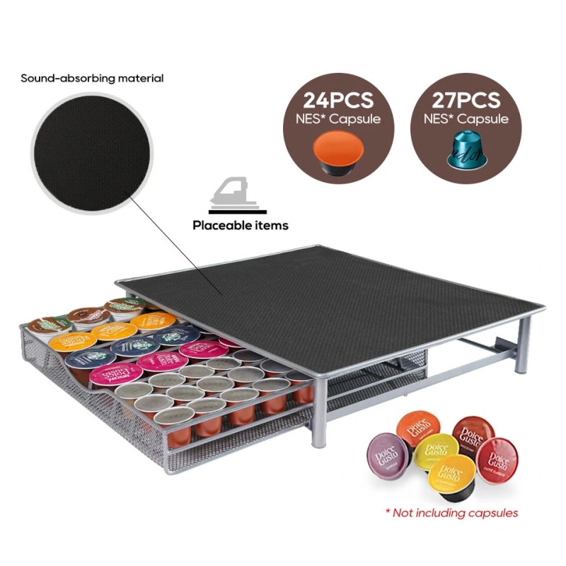 HiBREW kapselisäilytyslaatikko DG-kapseleille vetolaatikko EVA-ruiskuvalu 40x9x35 cm