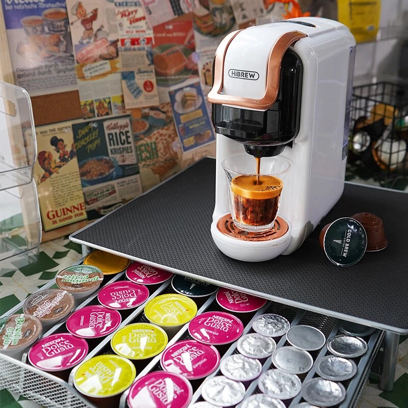 HiBREW kapselisäilytyslaatikko DG-kapseleille vetolaatikko EVA-ruiskuvalu 40x9x35 cm