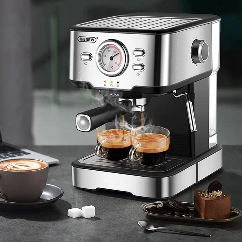 HiBREW H5 1050W kahvinkeitin 20 baarin paine puoliautomaattinen cappuccino espresso 1,5l lämpötilanäyttö
