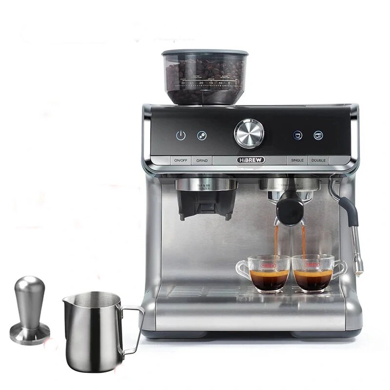 HiBREW H7 puoliautomaattinen espressokone 1450W 19 baarin kartiomylly 30 säätötasoa älylämpötilansäätö