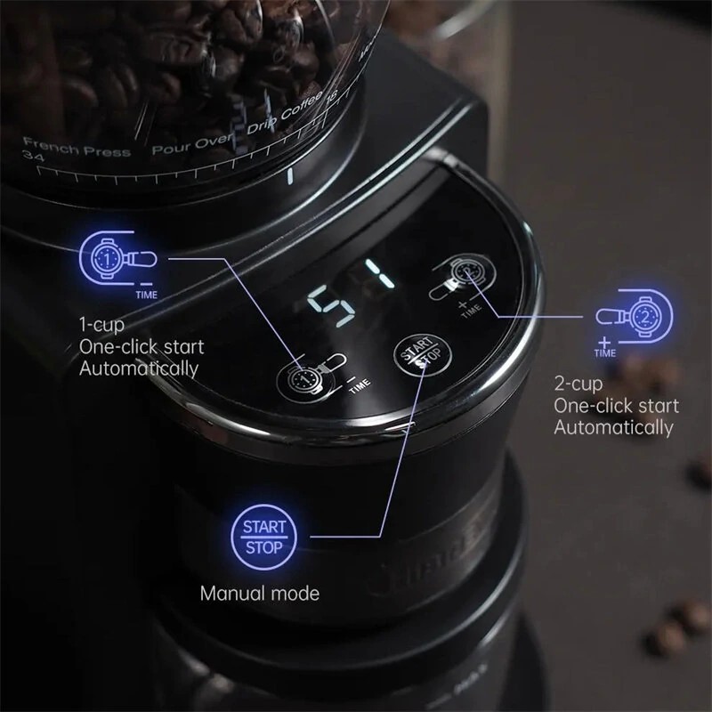 HiBREW G3A automaattinen kartiomylly 31-portaisella säädöllä läpinäkyvällä papusäiliöllä espressoon ja suodatukseen