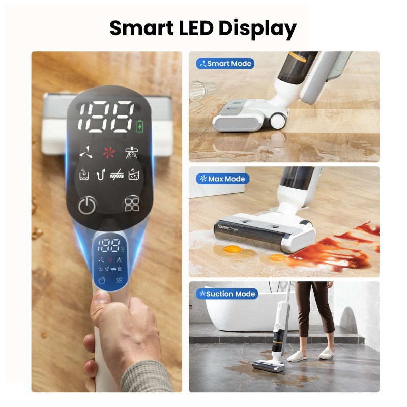 Proscenic F10 Pro langaton kolmitoiminen märkäkuivaimuri imuroi pyyhkii pesee itsepuhtautuva kaksisäiliöinen reunapuhdistus