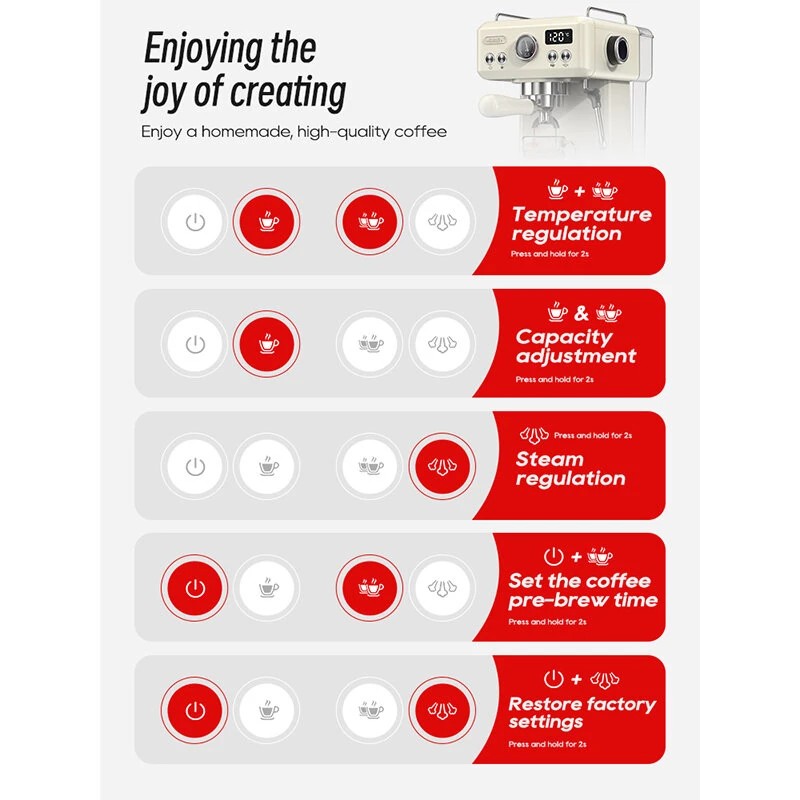 HiBREW H10B puoliautomaattinen espressokeitin 20 baarin paine säädettävä lämpötila ohjelmoitava kapea muotoilu