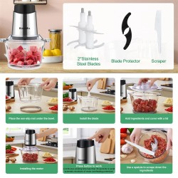 BioloMix 1,8-litrainen lasikulho monitoimikone kaksi nopeutta lihamylly vauvanruoan vihannekset