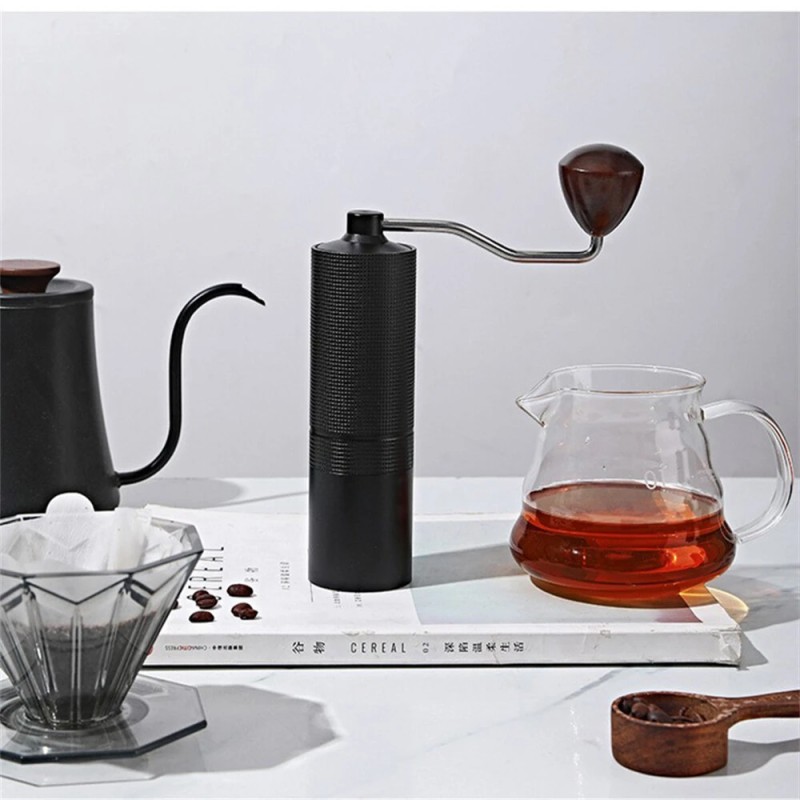 JUSTBUY käsikäyttöinen kahvimylly 38 mm kartioterillä ruostumattomasta teräksestä matkalle ja kotiin