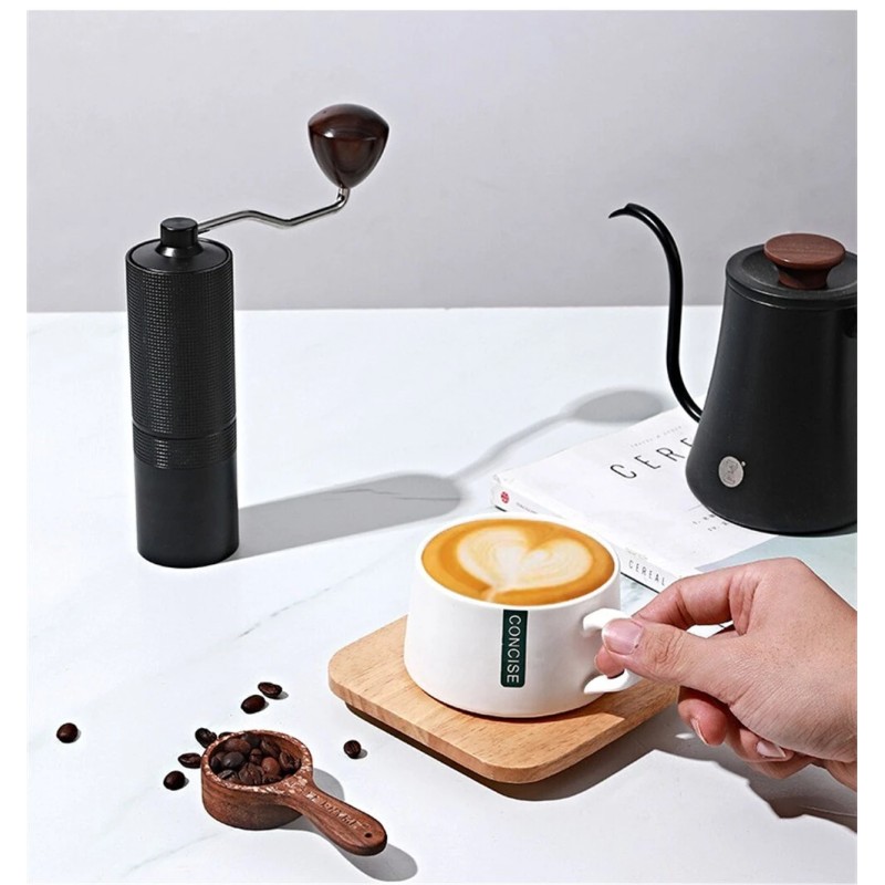 JUSTBUY käsikäyttöinen kahvimylly 38 mm kartioterillä ruostumattomasta teräksestä matkalle ja kotiin