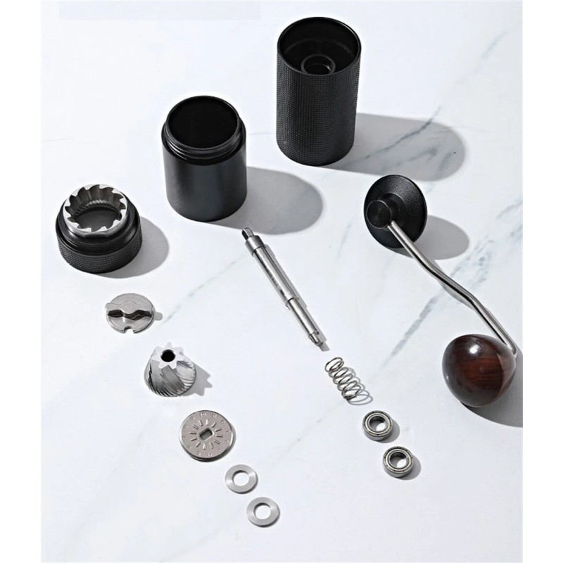 JUSTBUY käsikäyttöinen kahvimylly 38 mm kartioterillä ruostumattomasta teräksestä matkalle ja kotiin