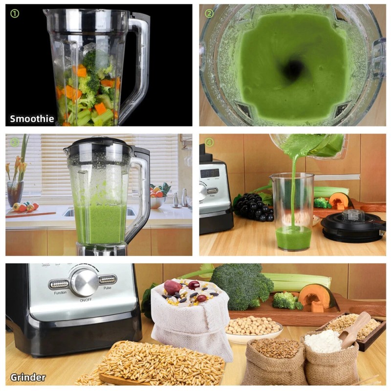 BioloMix 2200W ammattilaistason tehosekoitin 2L itsepuhdistuva ja 600 ml matkamuki