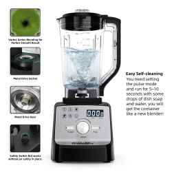 BioloMix 2200W ammattilaistason tehosekoitin 2L itsepuhdistuva ja 600 ml matkamuki