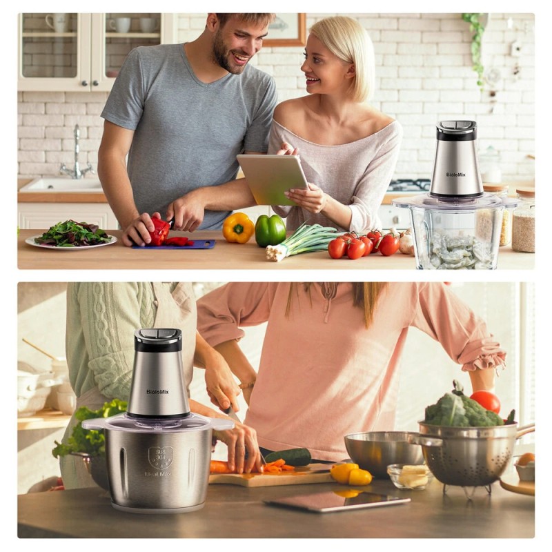 BioloMix mini sähköinen ruoan silppuri kolmesataa wattia teho kaksi kulhoa lihajauhin