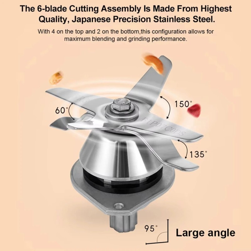 BioloMix raskas ammattitehosekoitin 2200-wattinen 2-litrainen kannu jäiden ja pakasteiden murskaaja