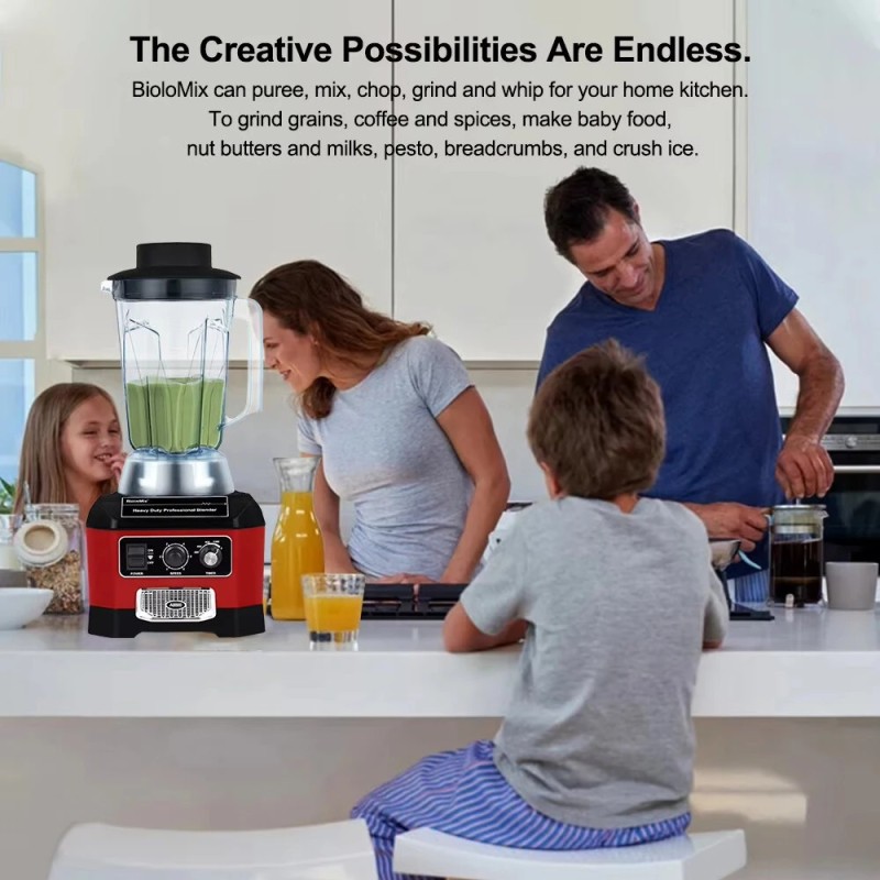 BioloMix raskas ammattitehosekoitin 2200-wattinen 2-litrainen kannu jäiden ja pakasteiden murskaaja