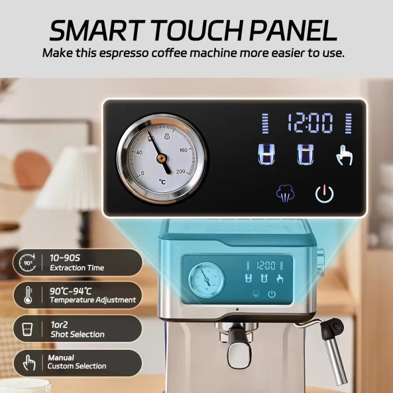 CAFELFFE MK-901 espressokone 20 baarin kosketuspaneeli maidonvaahdotin säädettävä lämpötila kompakti