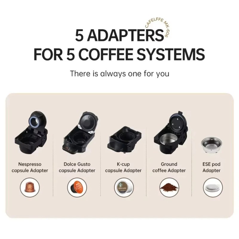 CAFELFFE MK-606 monitoimikapselikahvinkeitin yhteensopiva NS DG KCUP ESE seitsemänportainen vedenmääränsäätö kuuma-kylmä