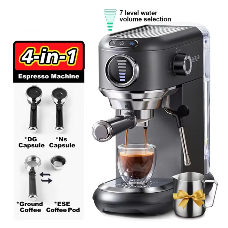 CAFELFFE MK-601F puoliautomaattinen espresso 19 baarin 1450W portafiltteri höyrysauva kapseliyhteensopiva