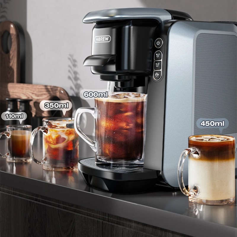 HiBREW H6 nelitoiminen kapselikahvinkeitin 20 barin älykäs kapselitunnistus kuuma/kylmäuutto NS DG K-Cup yhteensopiva