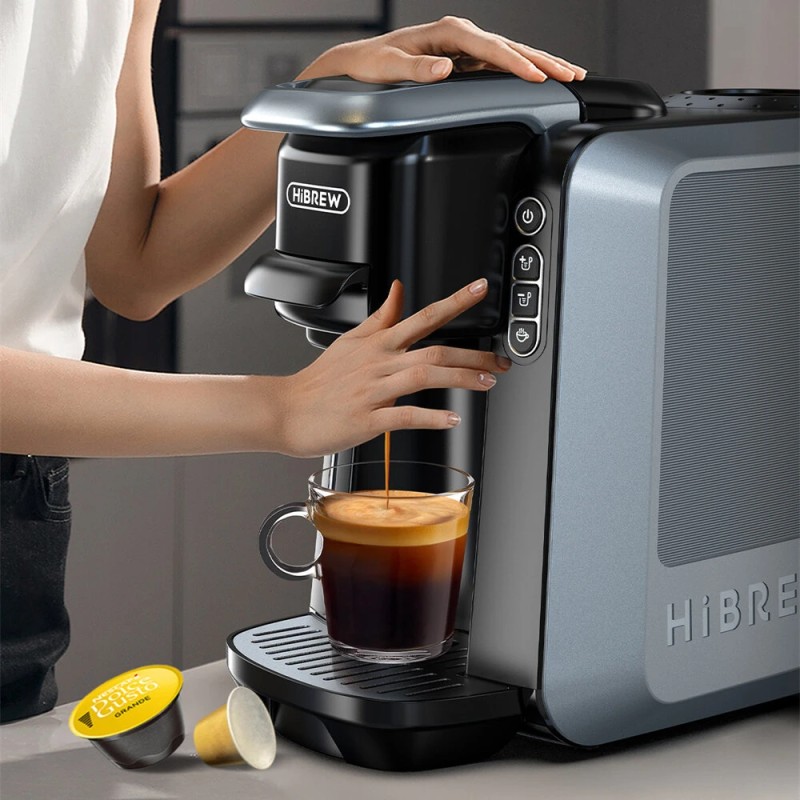 HiBREW H6 nelitoiminen kapselikahvinkeitin 20 barin älykäs kapselitunnistus kuuma/kylmäuutto NS DG K-Cup yhteensopiva