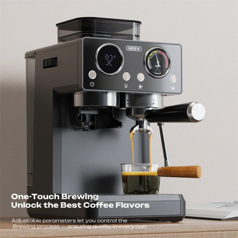 HiBREW H20 espressokone 1350W 20 barin paine sisäänrakennettu mylly maidonvaahdotin PID-lämpötilansäätö