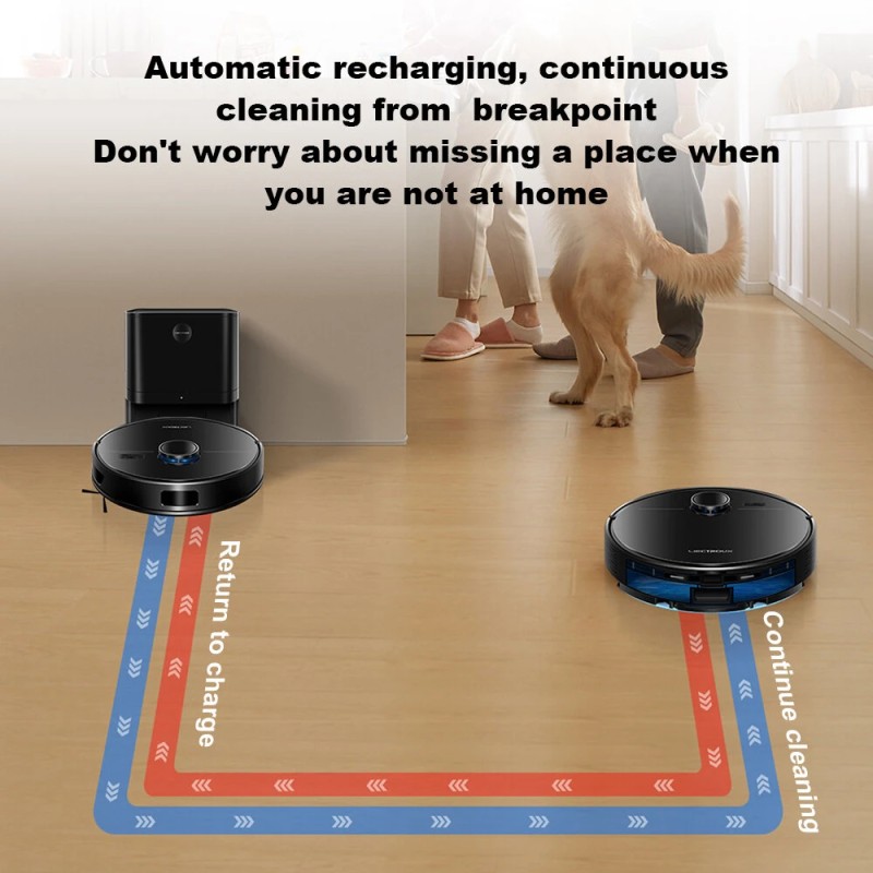 LIECTROUX M70 Pro robotti-imuri ja moppi, itsetyhjentyvä 3 l pölypussi, 6500Pa imuteho