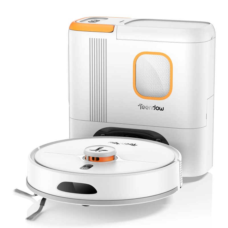 Teendow D20S MAX+ robotti-imuri ja moppi 6000Pa imuteholla LiDAR-navigointi automaattinen tyhjennys lemmikkiystävällinen