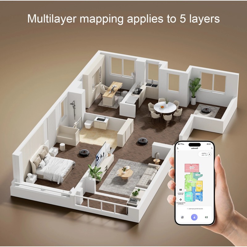 Teendow D10S MAX robotti-imuri 4500Pa moppaus LDS-navigointi sovellusohjaus TUYA Google Assistant Alexa