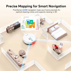 Teendow D20S MAX+ robotti-imuri ja moppi 6000Pa imuteholla LiDAR-navigointi automaattinen tyhjennys lemmikkiystävällinen