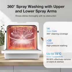 BlitzHome BH-4-CDW kompakti älykäs pöytämallinen astianpesukone sovellusohjauksella viiden litran vesitankilla