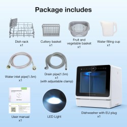 BlitzHome BH-4-CDW kompakti älykäs pöytämallinen astianpesukone sovellusohjauksella viiden litran vesitankilla