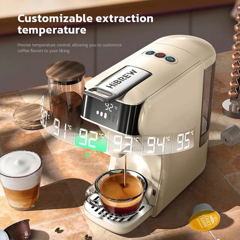 HiBREW H1B monitoimi kapselikahvinkone kuuma kylmä korkeapaine espresso cappuccino yhteensopiva jauheen kanssa