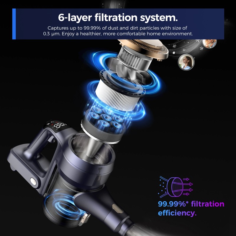 Proscenic P11 Lite johdoton sauvaimuri 40 kPa, LED-näyttö, jopa 35 minuutin akunkesto kevyt
