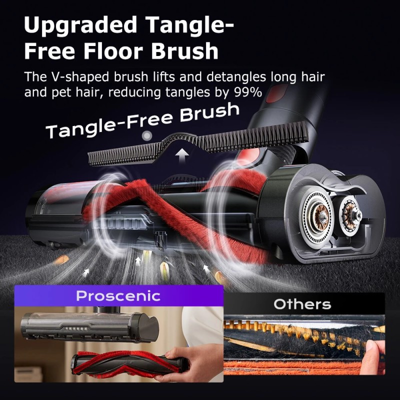 Proscenic P16 langaton varsi-imuri 50 kPa imuteho 55 minuuttia käyttöaika taivutettava varsi vihreä LED-valo