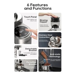 HiBREW G7 automaattinen kahvimylly 48-portainen digitaalinen kosketusnäyttö näkyvä papusäiliö