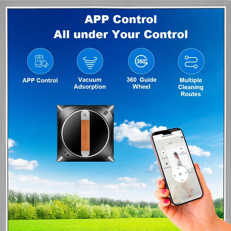 LIECTROUX ikkunanpesurobotti 3000Pa imulla kaksisuuntainen vesisuihku laseranturi sovellusohjaus kaukosäätö