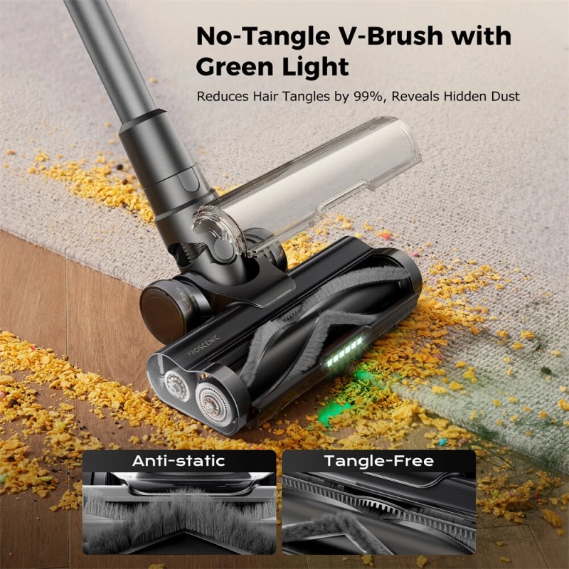 Proscenic P16 langaton varsi-imuri vihreä led 50 kPa 55 minuutin akunkesto 180 asteen taipuva putki