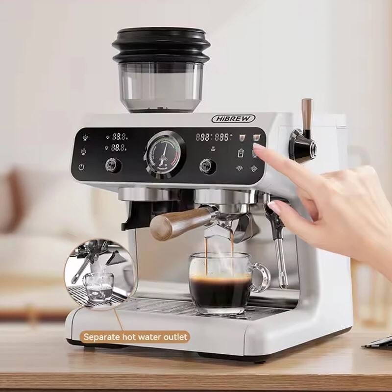HiBREW H7B päivitettu kaksoisboileri espressokeitin sisäänrakennetulla jauholla ja 30 tason säädöllä