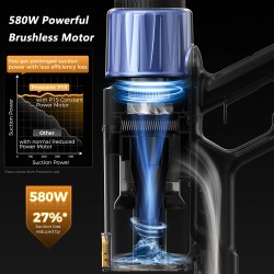 Proscenic P15 langaton sauvaimuri 50 kPa 580W 70 minuutin käyttöaika vihreä tunnistusvalo HEPA-suodatin 6-kerroksinen