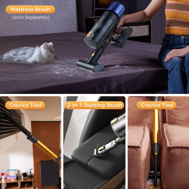 Proscenic P15 langaton sauvaimuri 50 kPa 580W 70 minuutin käyttöaika vihreä tunnistusvalo HEPA-suodatin 6-kerroksinen