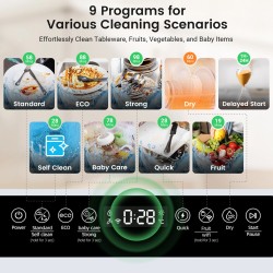 BlitzHome BH-6-CDW1 älykäs kannettava tiskikone sovellusohjauksella 5,2 l sisäinen säiliö 9 ohjelmaa