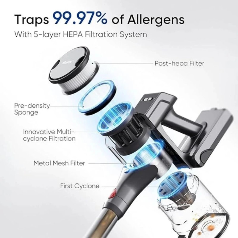 MOOSOO Maircle S3-MATE B johdoton pölynimuri lataus- ja säilytysteline 40 min akku 30 kPa imuteho